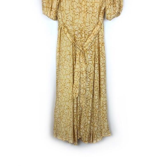 NWT Faithfull The Brand Yellow Delia Snake Print Midi Dress. - Picture 9 of 11